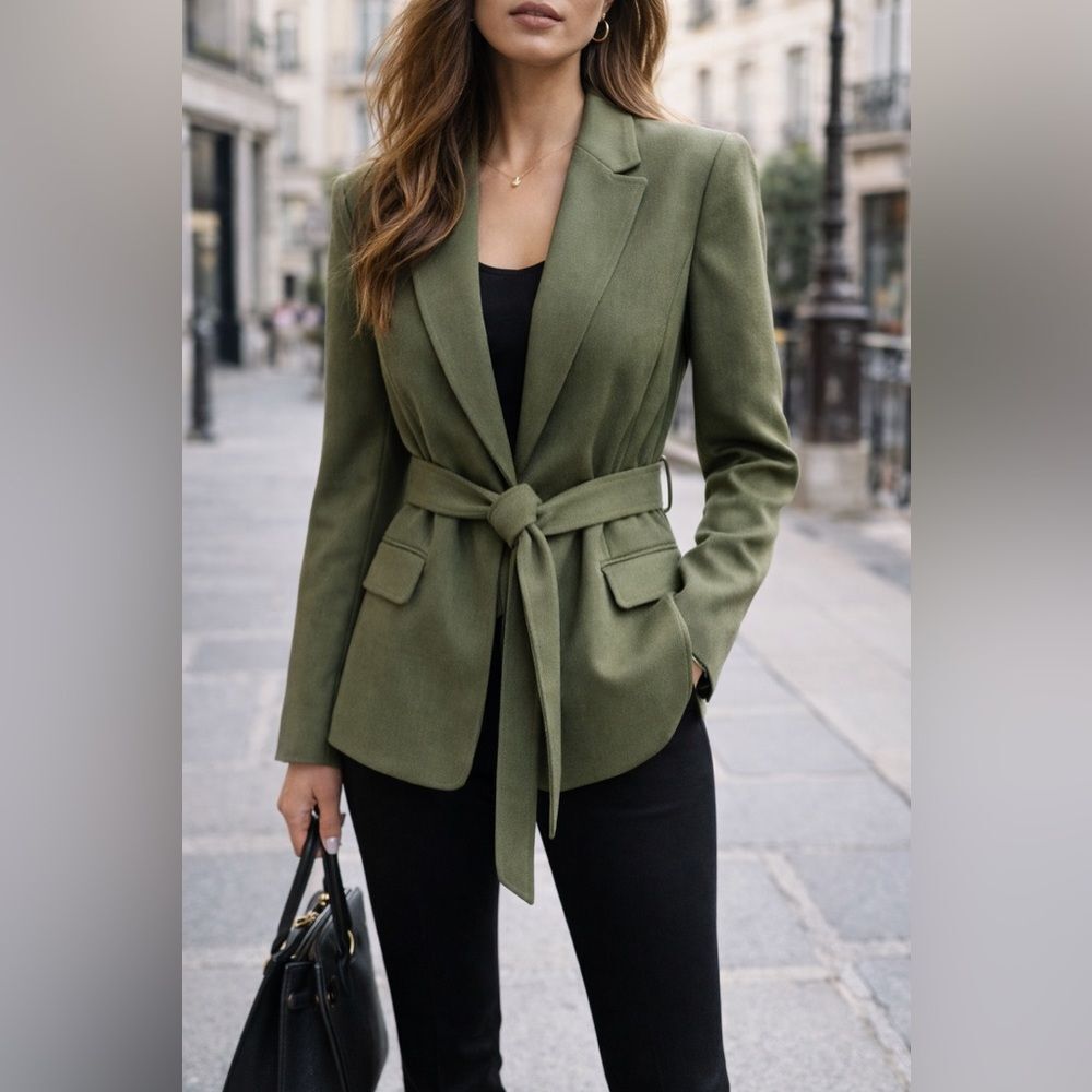 XUSS Olive Green Belted Blazer Jacket | Tailored | NWT | Originally $459